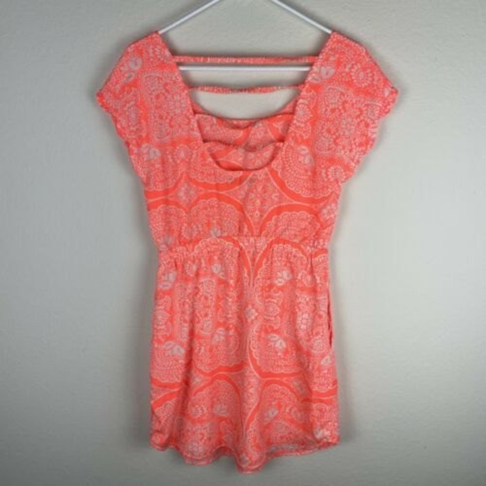 American Eagle Neon Orange Short A- Line‎ Dress Petite Small Bohemian​​​​​​ - Picture 2 of 8